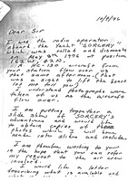 Letter from the radioman aboard the Sorcery