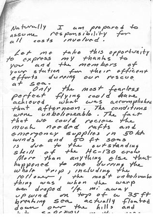 Letter from the radioman aboard the Sorcery