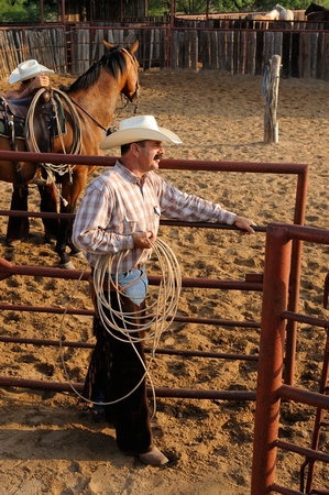 Thomas enters the corral